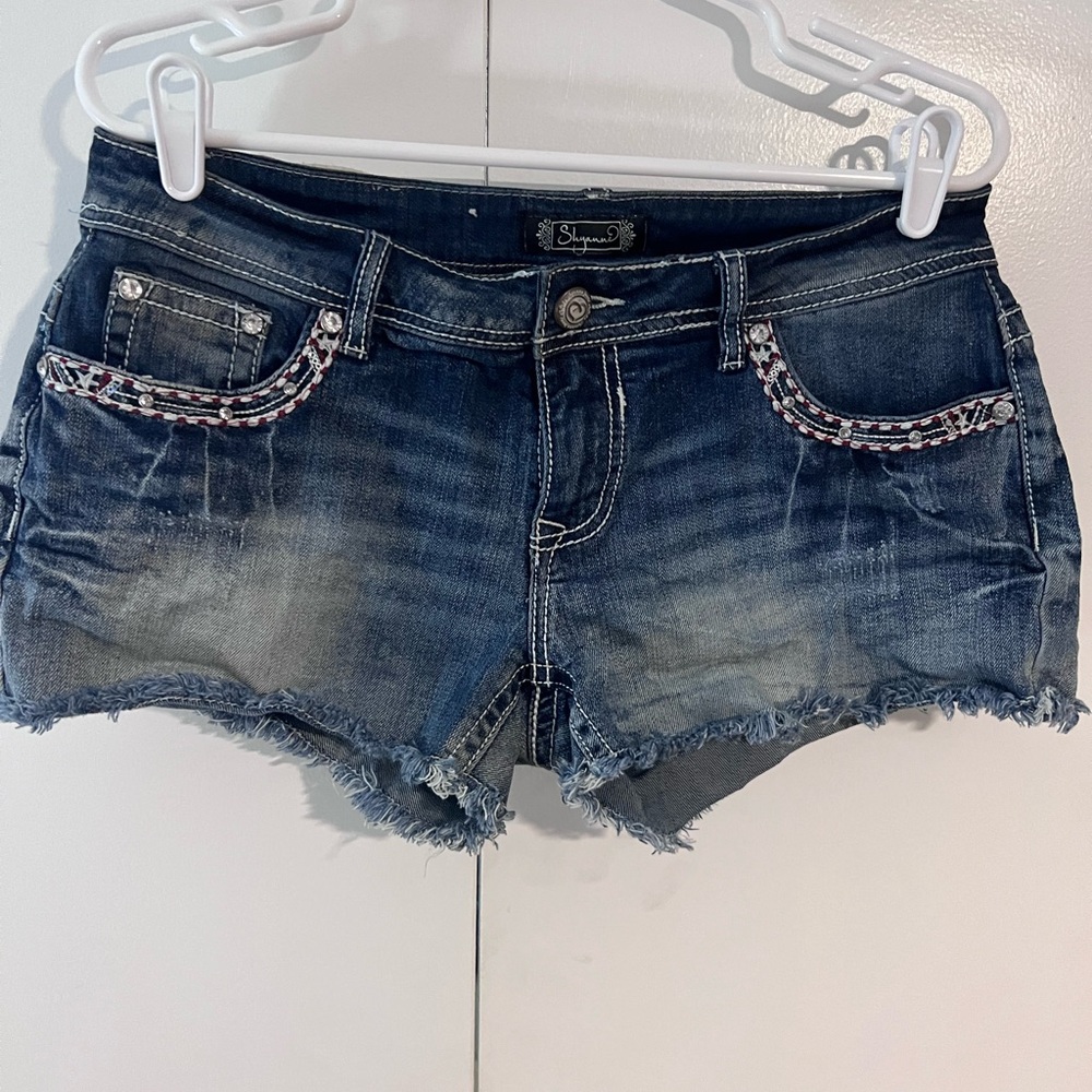 Shyanne Blue Jean Shorts Distressed Cut-Off Style